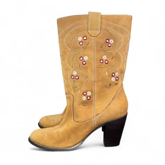 Anthropologie Seychelles Floral Embroidered Western Boots Womens 8.5 Leather - Picture 2 of 8